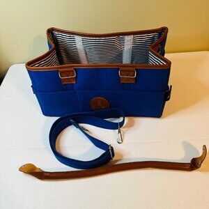 Baby Diaper Caddy Organizer Large Blue with shoulder strap MISSING HAND STRAP